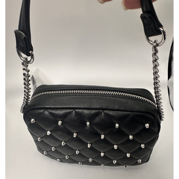 REBECCA MINKOFF Small Diamond Quilt Studded Top Zip Crossbody‎ Bag Purse NEW - Picture 11 of 13